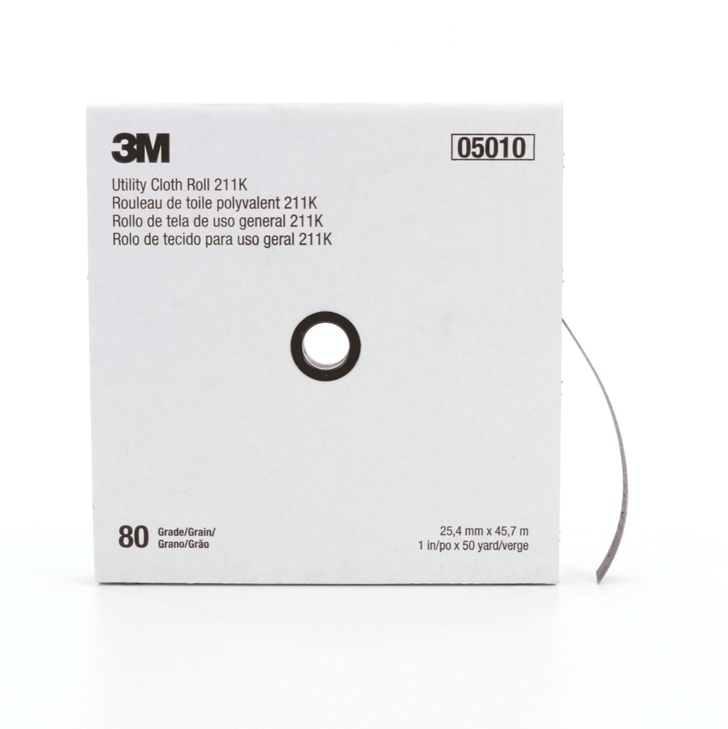 3M™ Utility Cloth Roll 211K, 80 J-weight, 1 in x 50 yd, Full-flex, 5 ea/Case