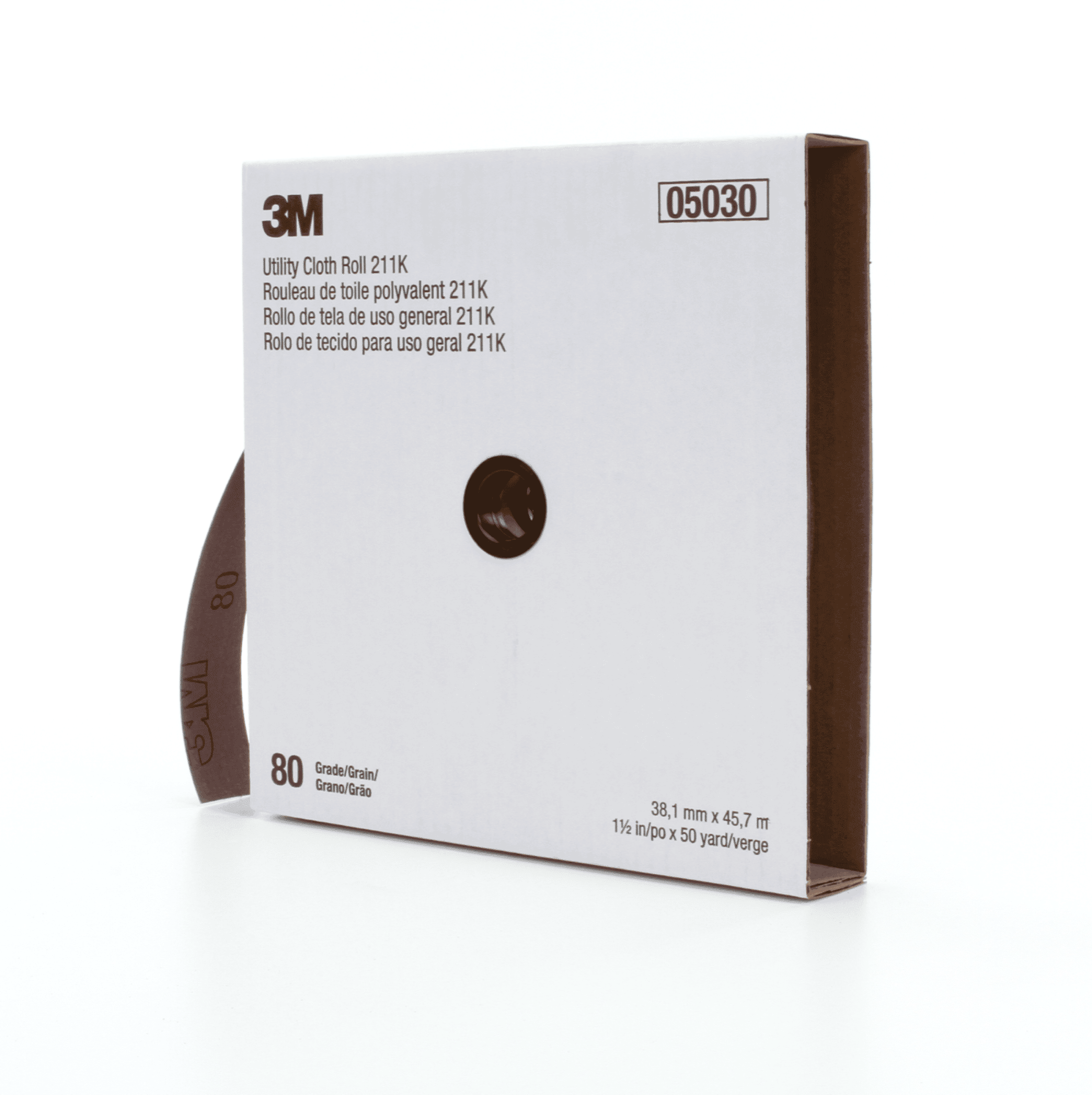 3M™ Utility Cloth Roll 211K, 80 J-weight, 1-1/2 in x 50 yd, Full-flex, 5 ea/Case
