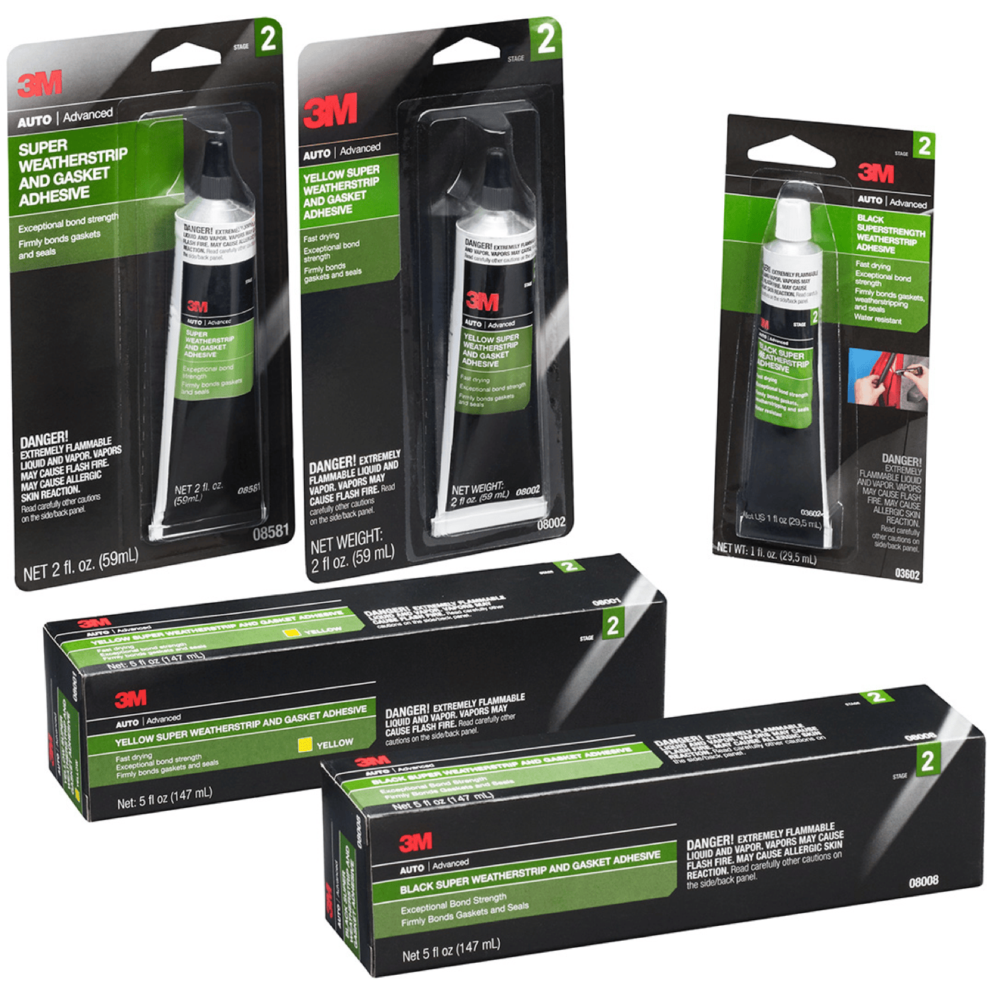 3M™ Super Weatherstrip and Gasket Adhesive, 08001, Yellow, 5 oz Tube, 6 per case