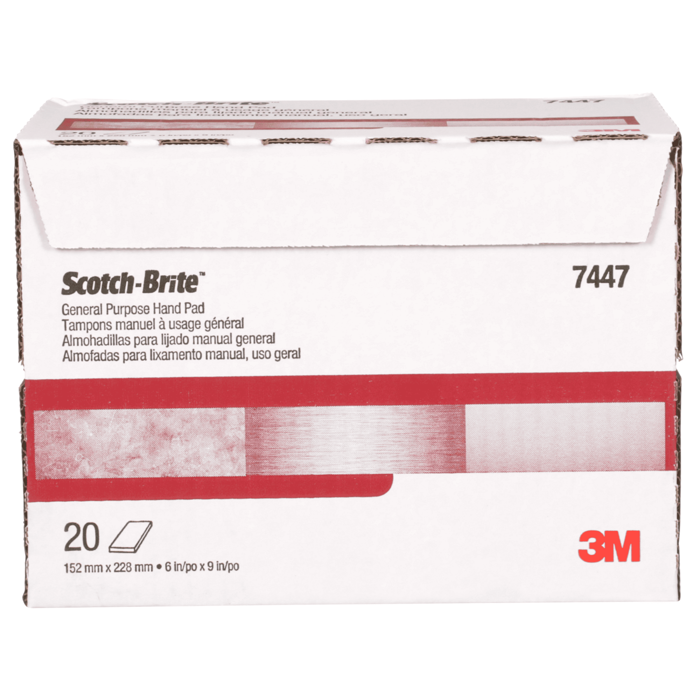 Scotch-Brite™ Hand Pad 7447, HP-HP, A/O Very Fine, Maroon, 6 in x 9 in, 20/Carton, 60 ea/Case