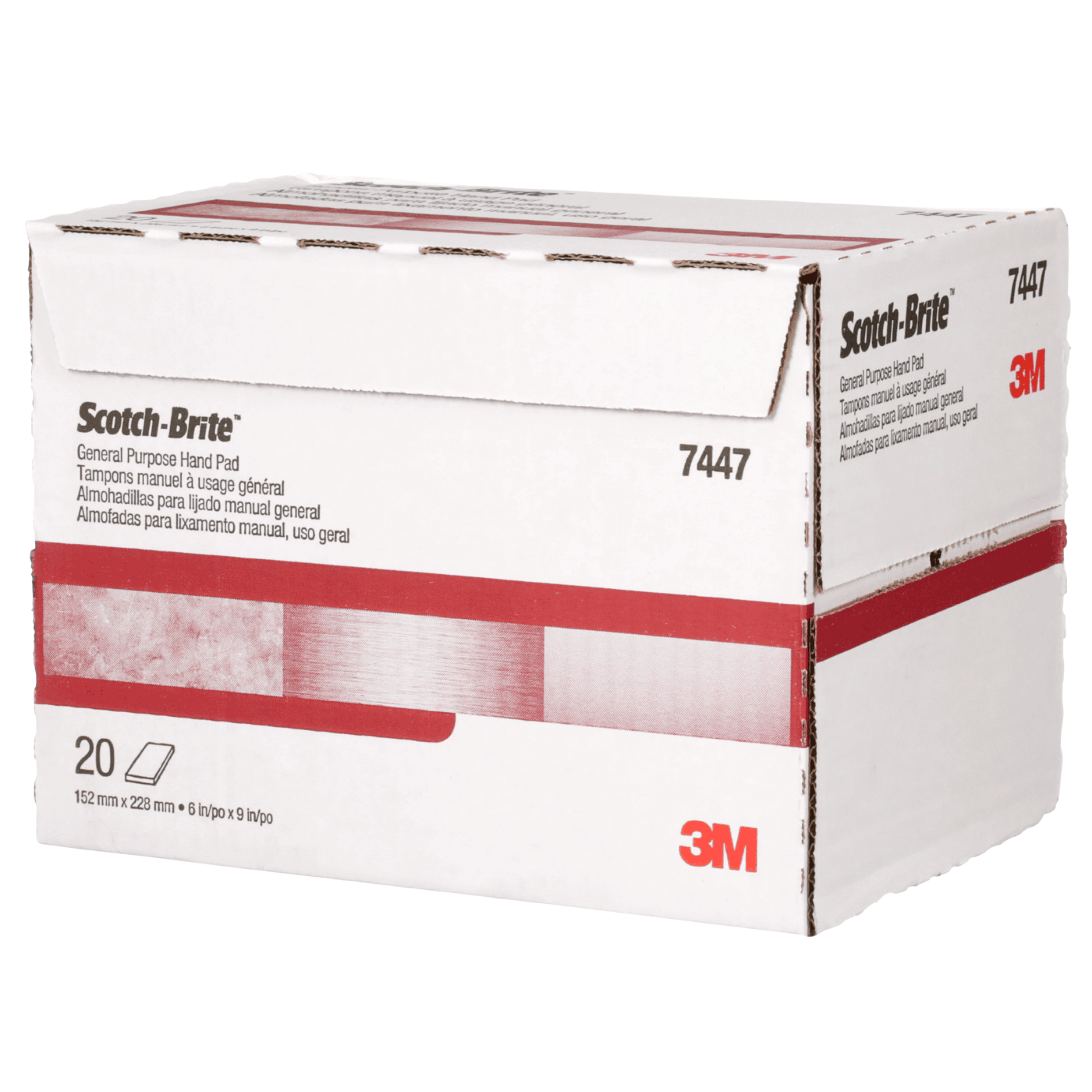 Scotch-Brite™ Hand Pad 7447, HP-HP, A/O Very Fine, Maroon, 6 in x 9 in, 20/Carton, 60 ea/Case
