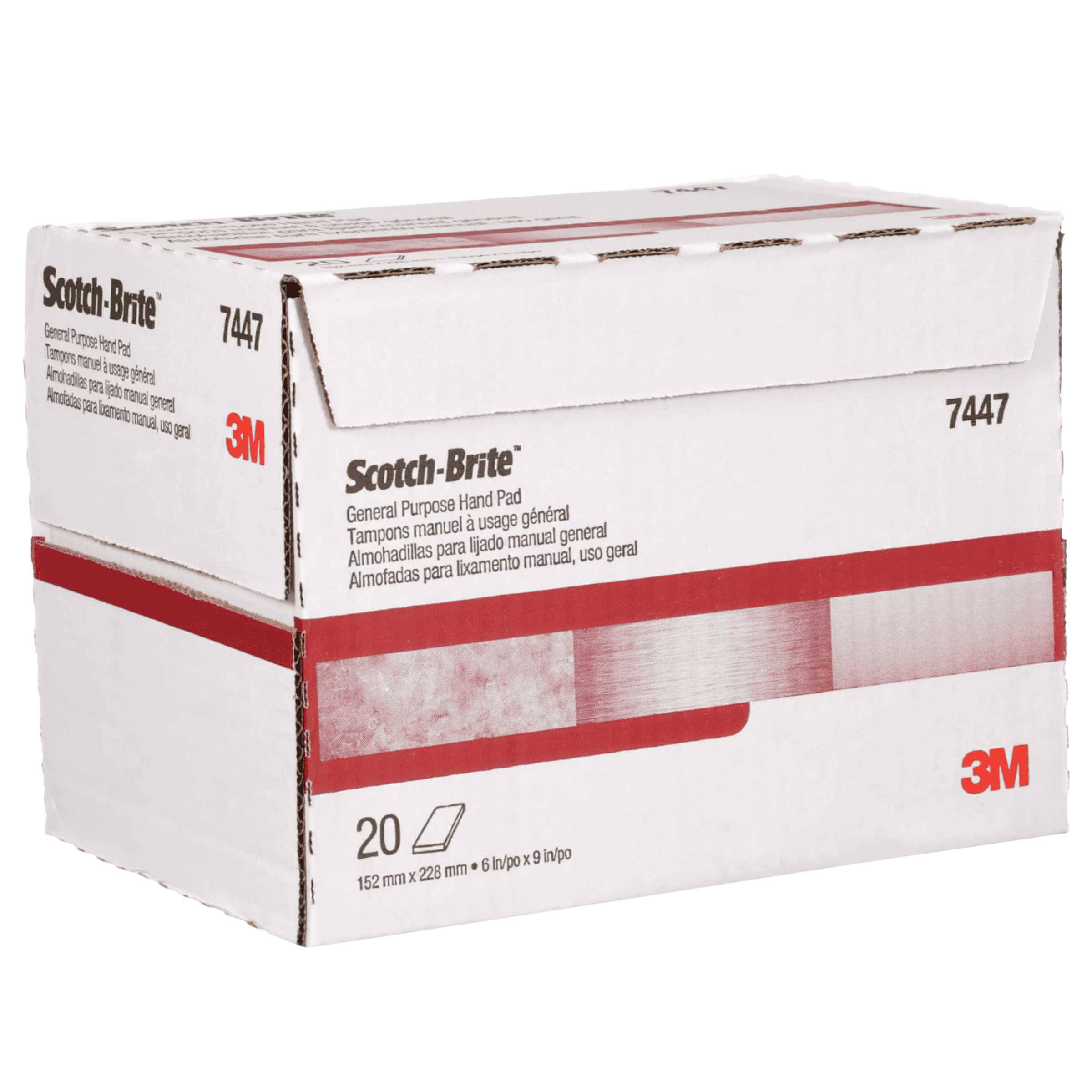 Scotch-Brite™ Hand Pad 7447, HP-HP, A/O Very Fine, Maroon, 6 in x 9 in, 20/Carton, 60 ea/Case