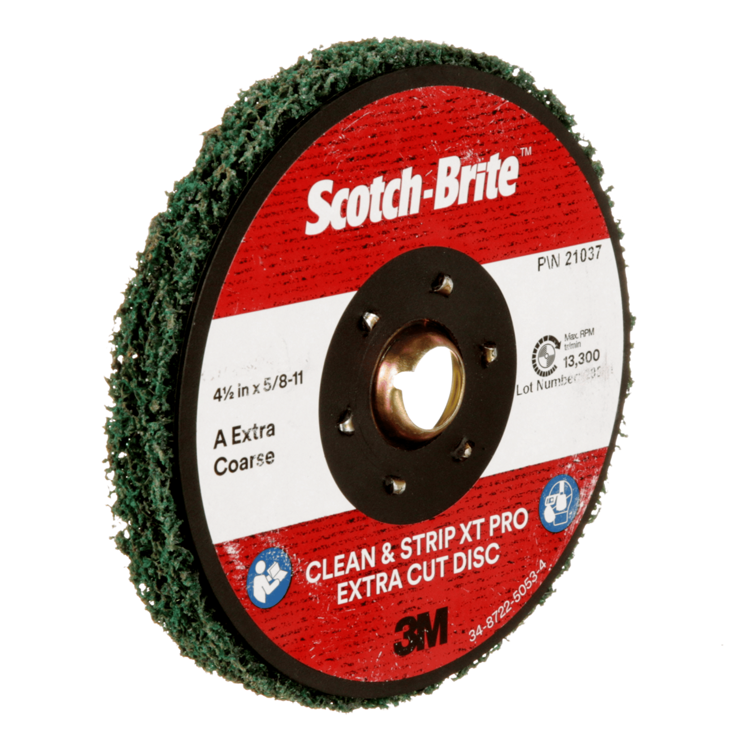 Scotch-Brite™ Clean and Strip XT Pro Extra Cut TN Quick Change Disc, XC-DN, A/O XCRS, Green, 4-1/2 in x 5/8 in-11, 10 ea/Case
