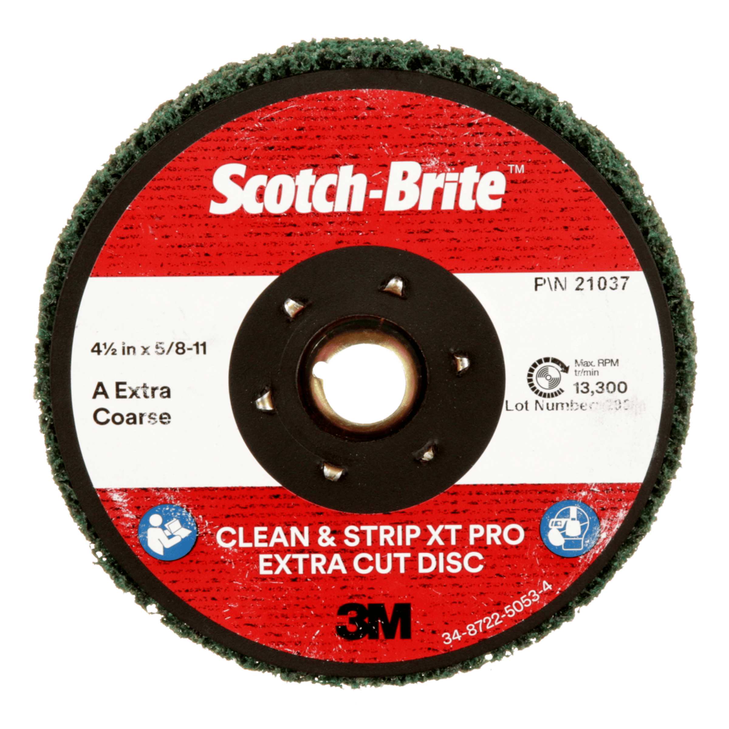 Scotch-Brite™ Clean and Strip XT Pro Extra Cut TN Quick Change Disc, XC-DN, A/O XCRS, Green, 4-1/2 in x 5/8 in-11, 10 ea/Case
