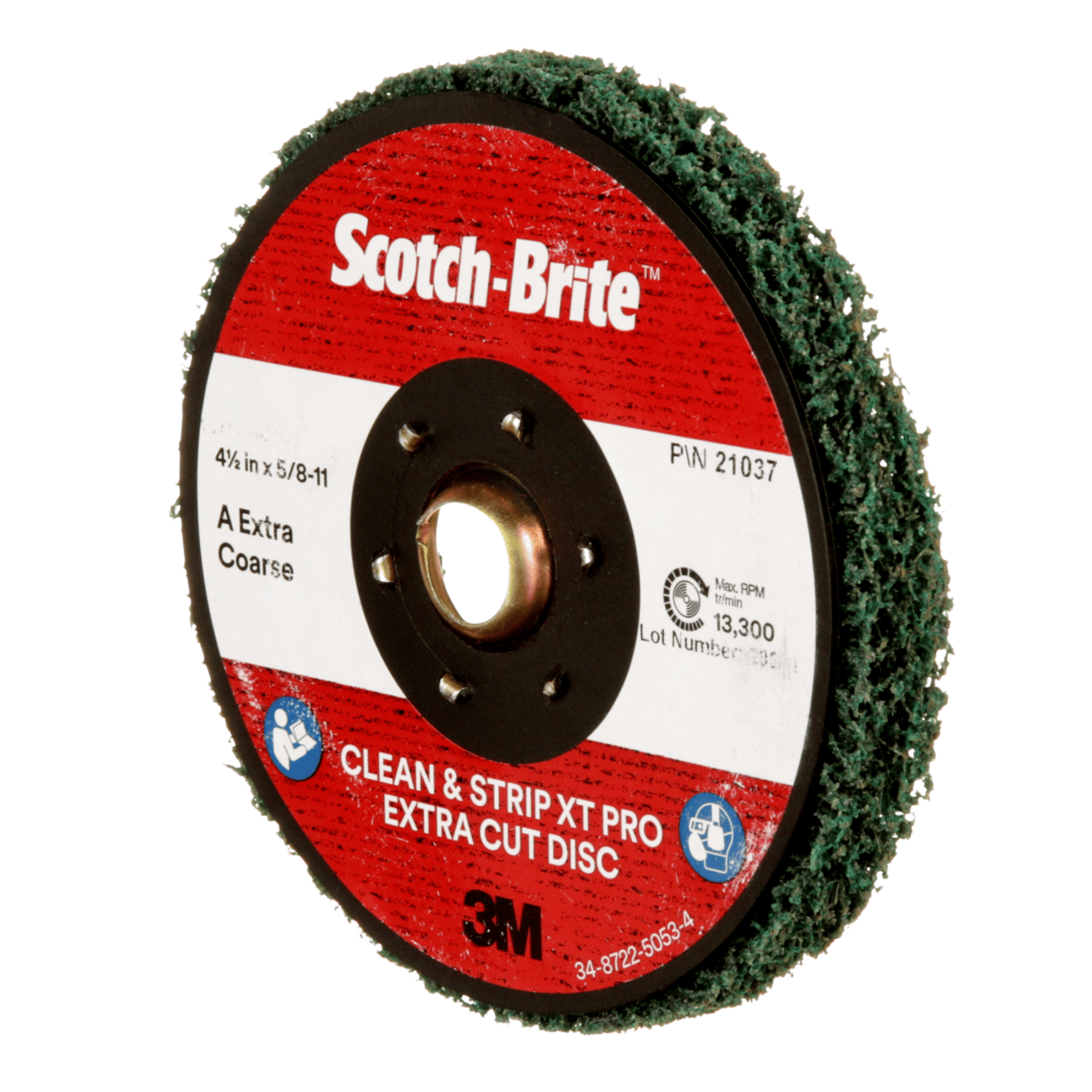 Scotch-Brite™ Clean and Strip XT Pro Extra Cut TN Quick Change Disc, XC-DN, A/O XCRS, Green, 4-1/2 in x 5/8 in-11, 10 ea/Case