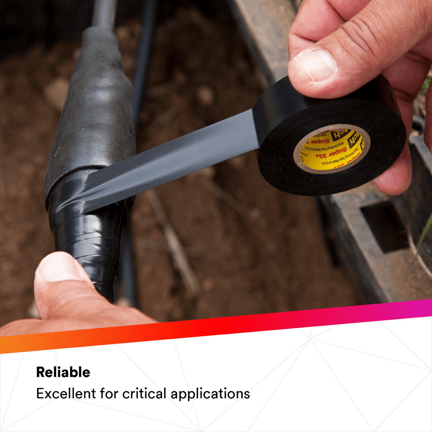 Scotch® Super 33+ Vinyl Electrical Tape, 3/4 in x 44 ft, Black, 10 rolls/carton, 100 rolls/Case