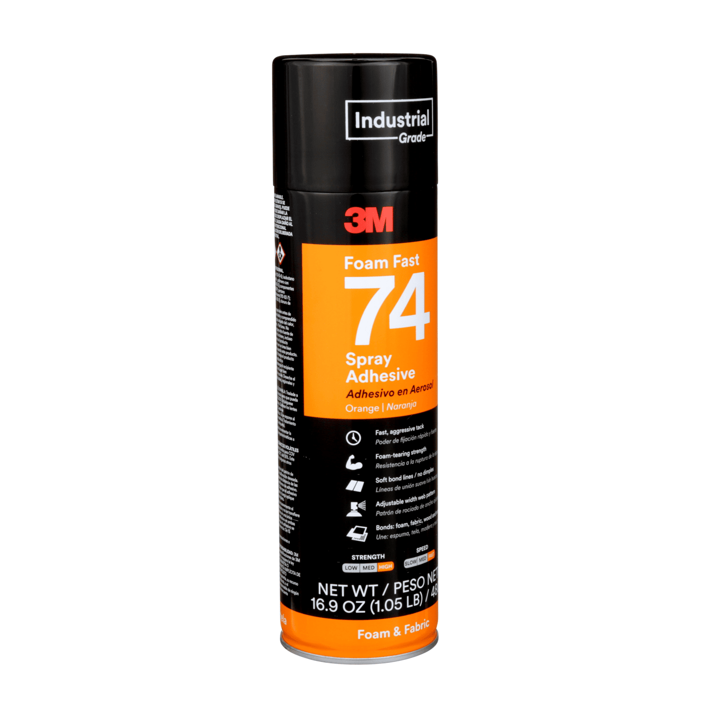 3M™ Foam Fast Spray Adhesive 74, Orange, 24 fl oz Can (Net Wt 16.9 oz), 12/Case, NOT FOR SALE IN CA AND OTHER STATES