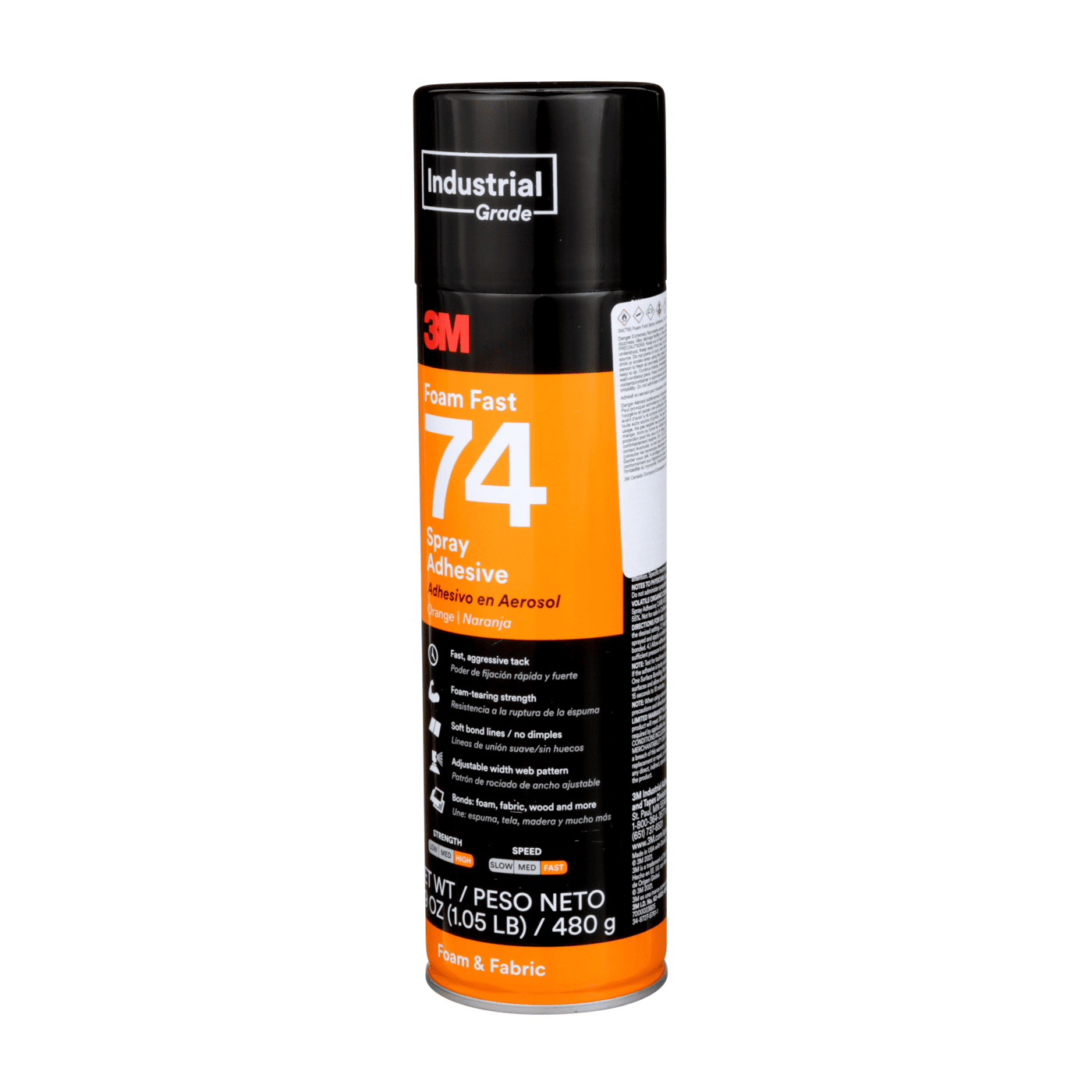 3M™ Foam Fast Spray Adhesive 74, Orange, 24 fl oz Can (Net Wt 16.9 oz), 12/Case, NOT FOR SALE IN CA AND OTHER STATES