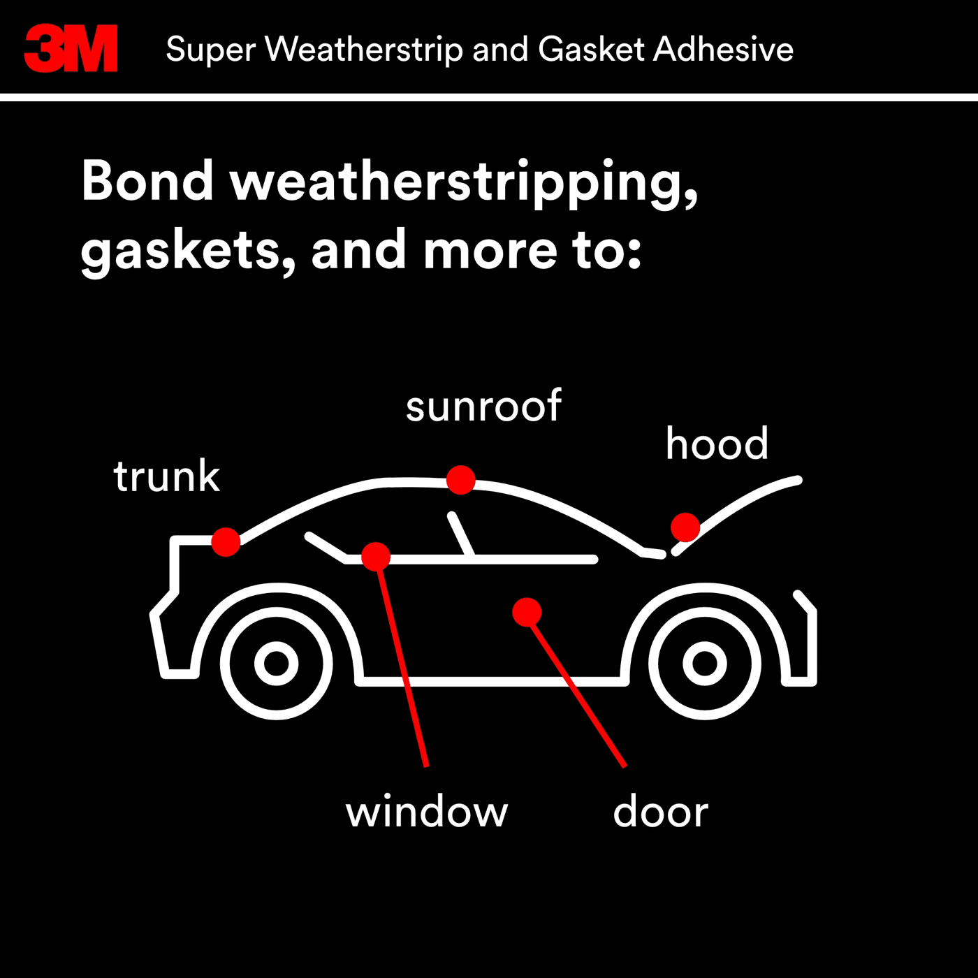 3M™ Super Weatherstrip and Gasket Adhesive, 08001, Yellow, 5 oz Tube, 6 per case
