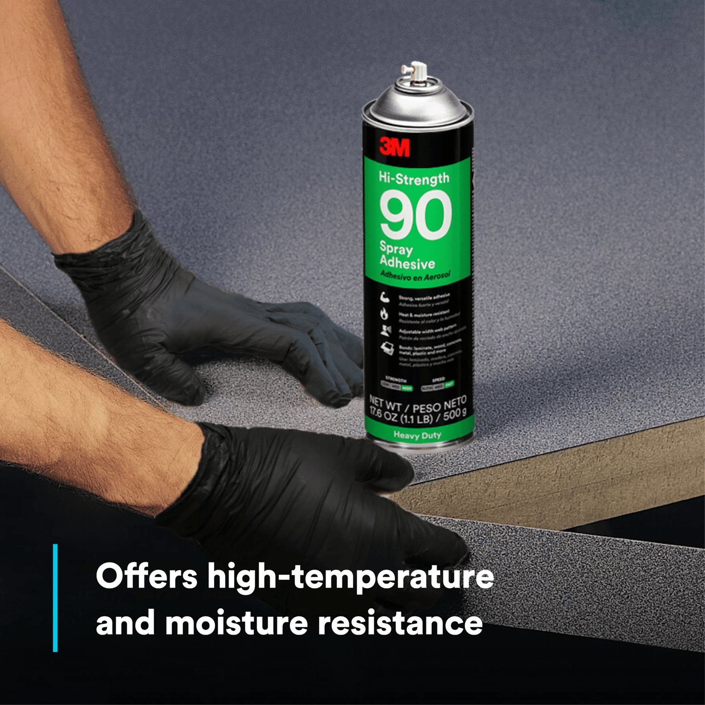3M™ Hi-Strength Spray Adhesive 90, Inverted, Clear, 24 fl oz Can (Net Wt 17.6 oz), 12/Case, NOT FOR SALE IN CA AND OTHER STATES