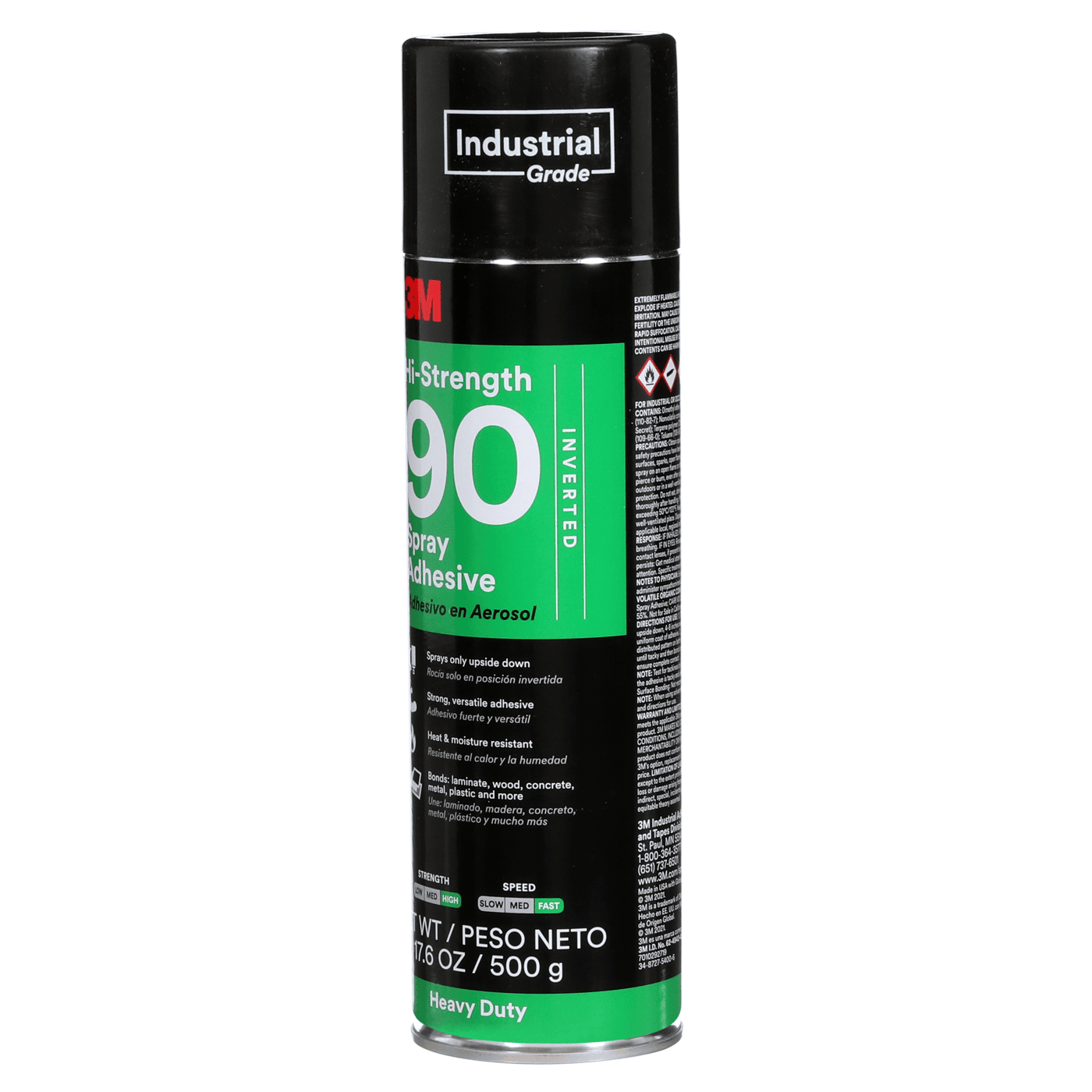 3M™ Hi-Strength Spray Adhesive 90, Inverted, Clear, 24 fl oz Can (Net Wt 17.6 oz), 12/Case, NOT FOR SALE IN CA AND OTHER STATES