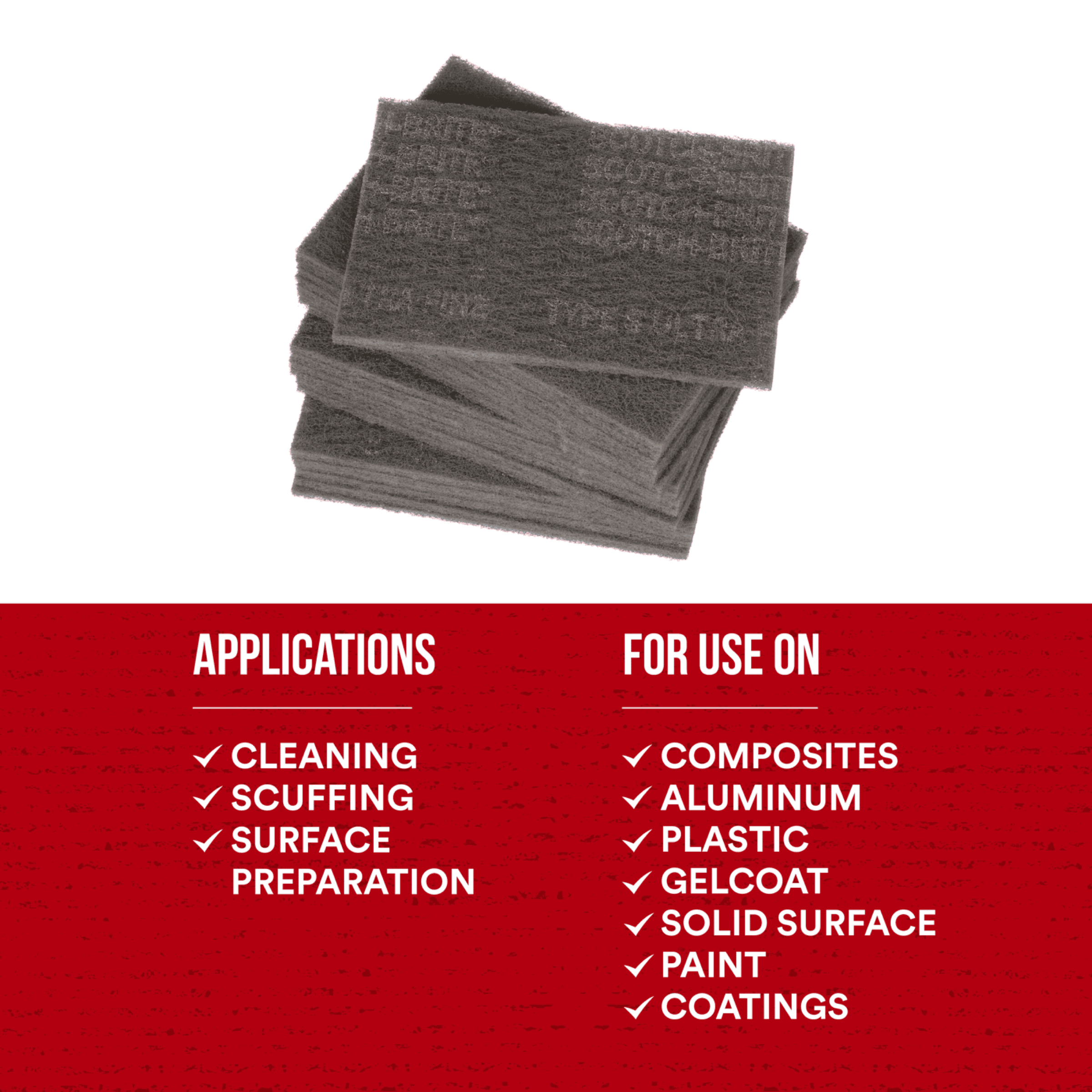 Scotch-Brite™ Hand Pad 7448, HP-HP, SiC Ultra Fine, Gray, 6 in x 9 in, 20/Carton, 60 ea/Case