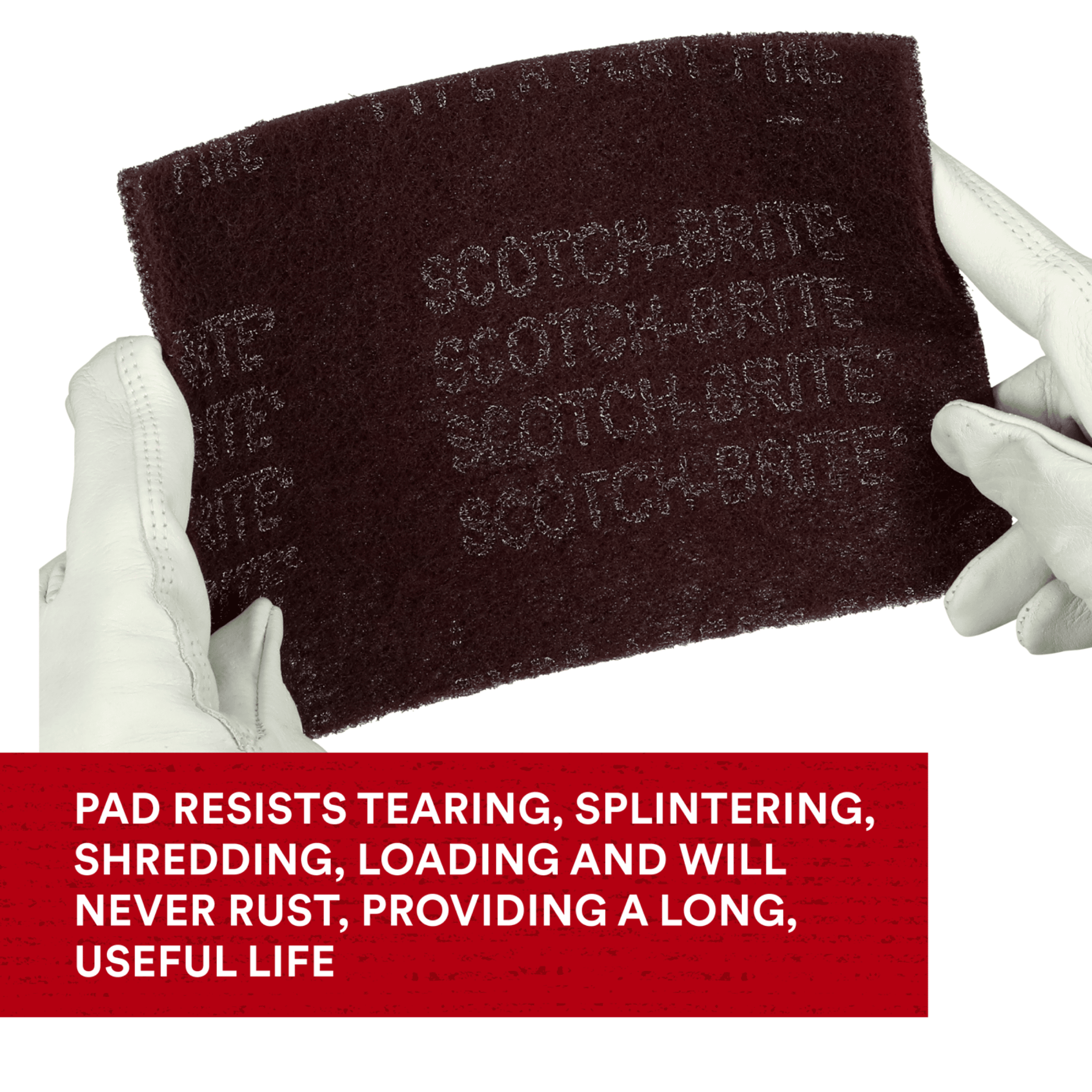 Scotch-Brite™ Hand Pad 7447, HP-HP, A/O Very Fine, Maroon, 6 in x 9 in, 20/Carton, 60 ea/Case