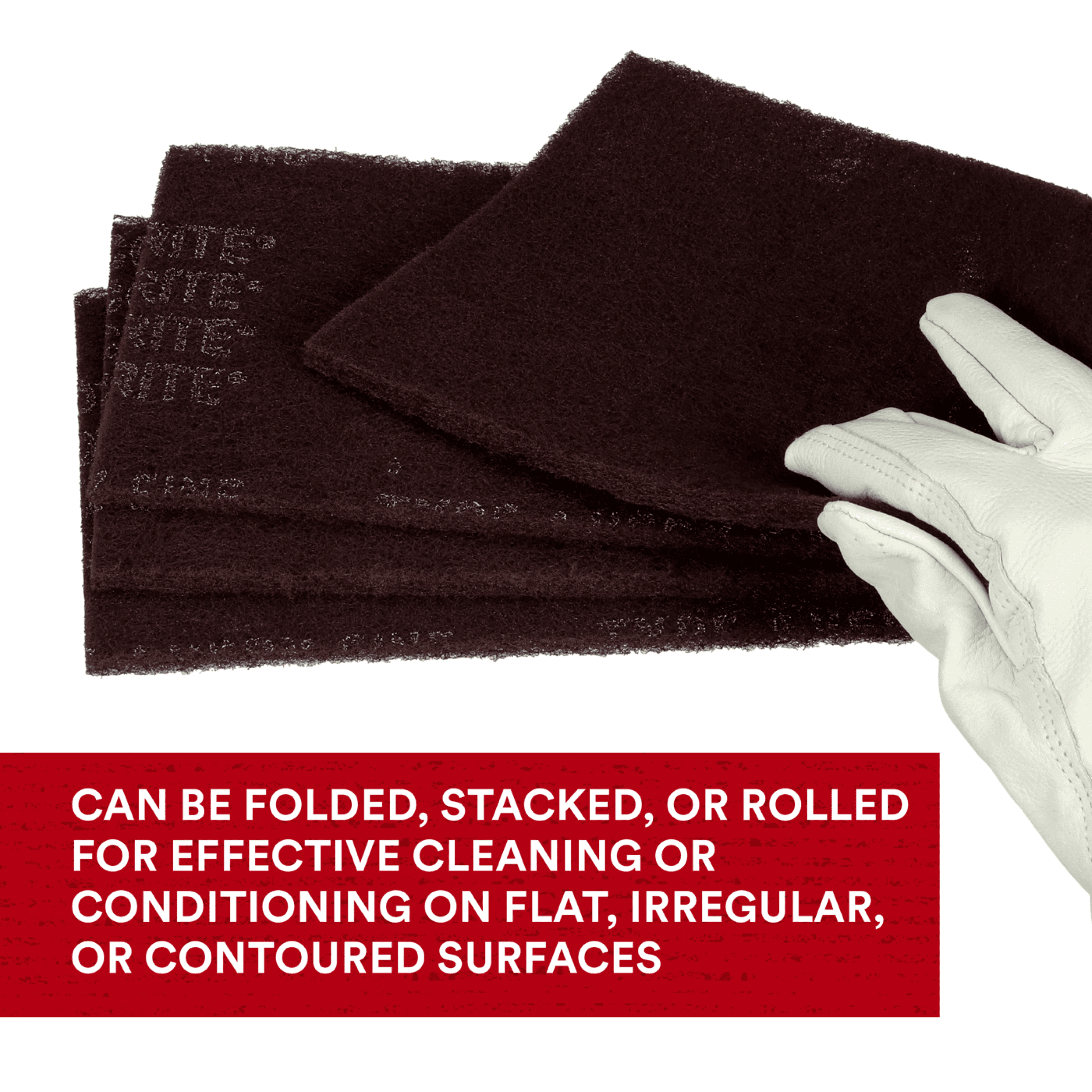 Scotch-Brite™ Hand Pad 7447, HP-HP, A/O Very Fine, Maroon, 6 in x 9 in, 20/Carton, 60 ea/Case