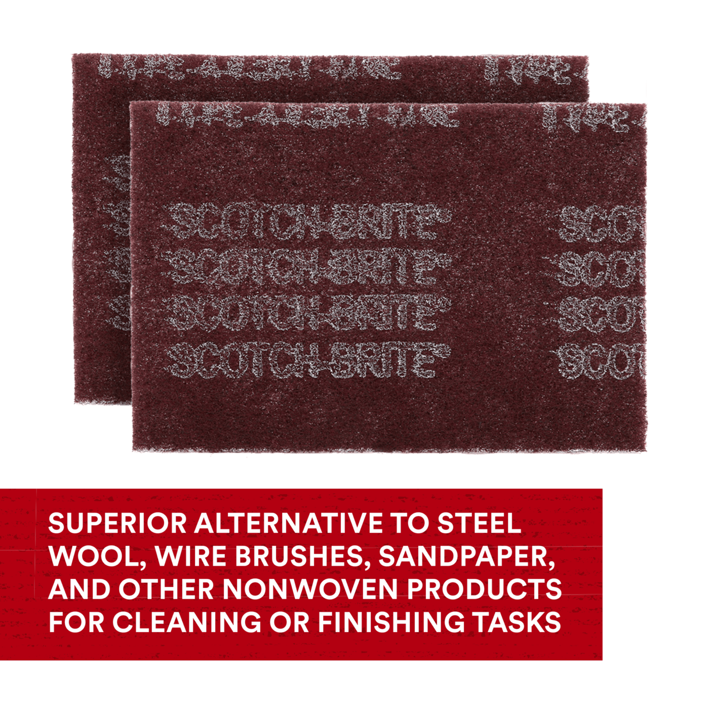 Scotch-Brite™ Hand Pad 7447, HP-HP, A/O Very Fine, Maroon, 6 in x 9 in, 20/Carton, 60 ea/Case