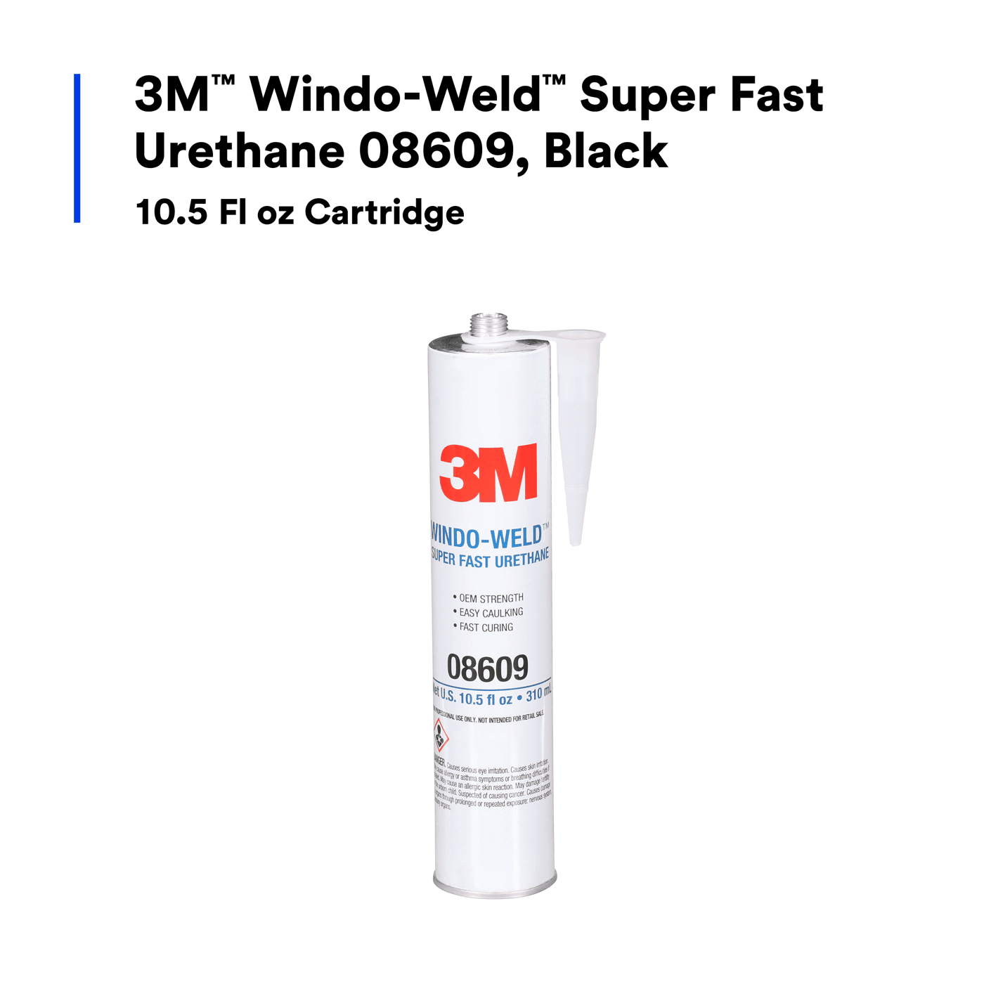 3M™ Windo-Weld™ Super Fast Urethane 08609, Black, 10.5 fl oz Cartridge 12/Case