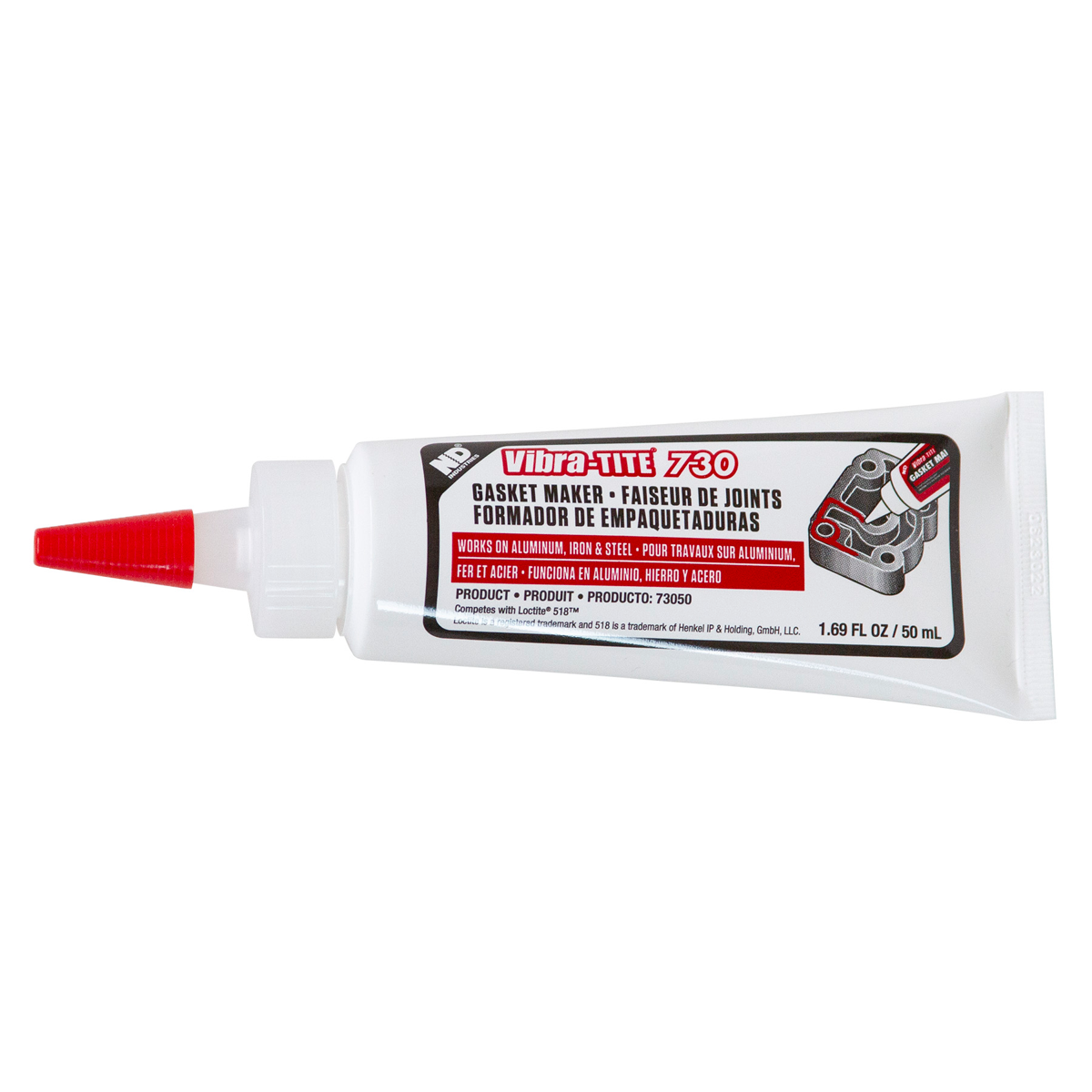 73050 - Vibra-Tite 730 Flexible Solvent Resistant Gasket Maker - Red - 50mL