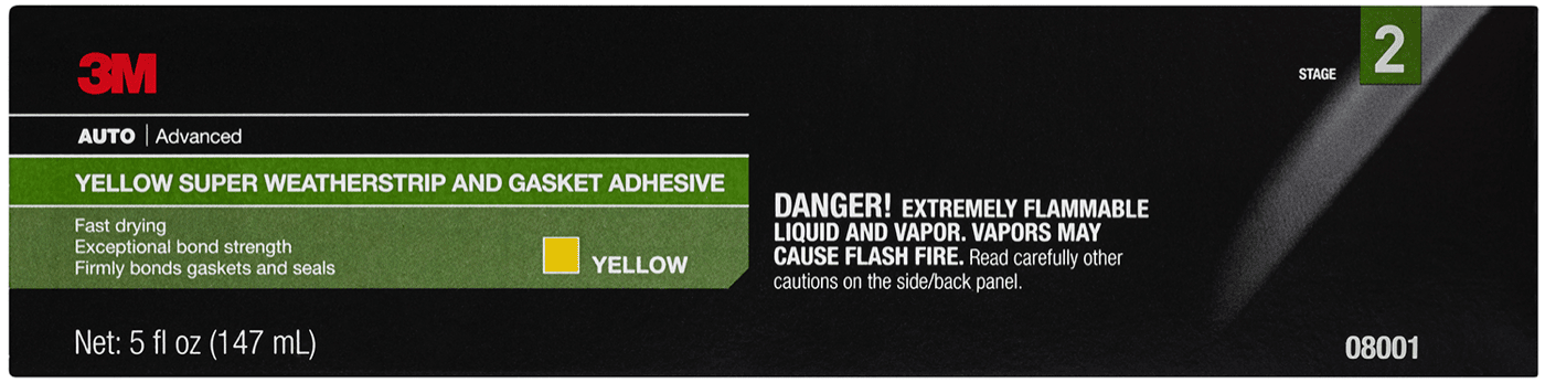 3M™ Super Weatherstrip and Gasket Adhesive, 08001, Yellow, 5 oz Tube, 6 per case