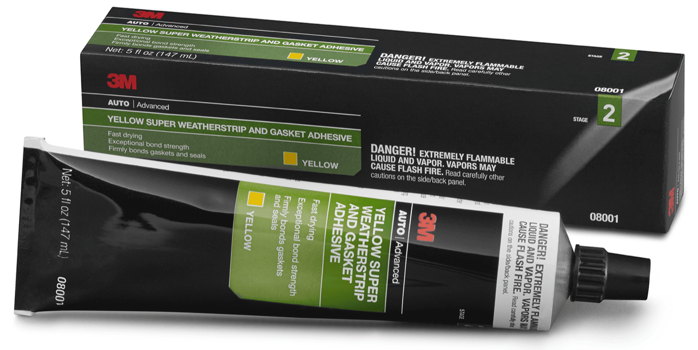 3M™ Super Weatherstrip and Gasket Adhesive, 08001, Yellow, 5 oz Tube, 6 per case