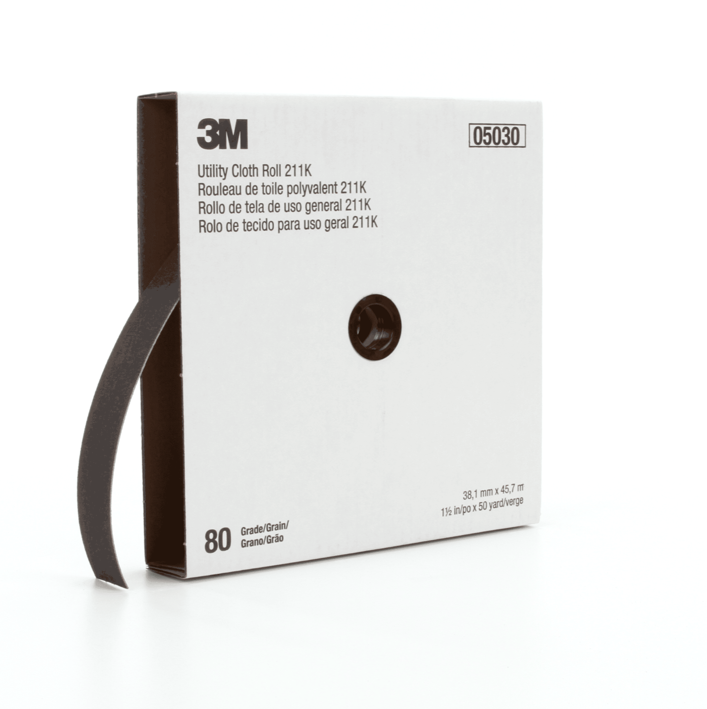 3M™ Utility Cloth Roll 211K, 80 J-weight, 1-1/2 in x 50 yd, Full-flex, 5 ea/Case