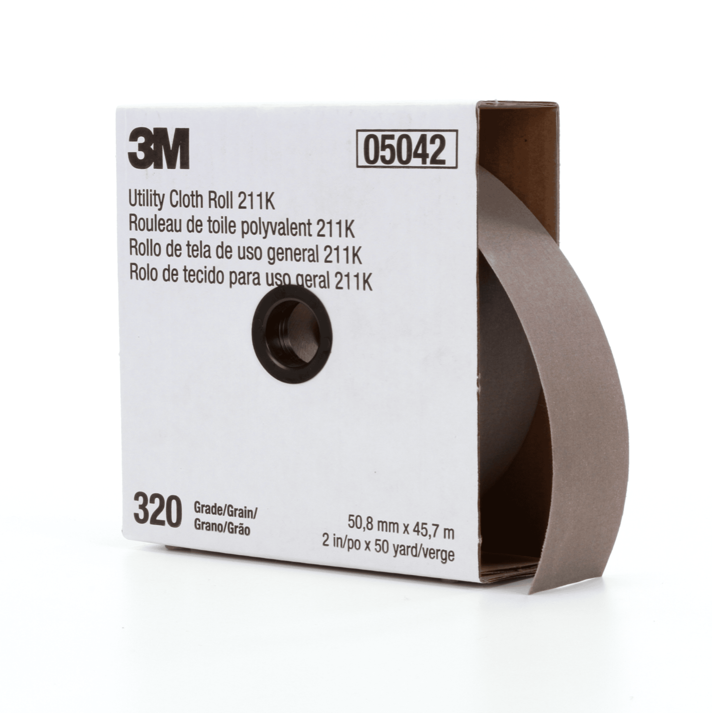 3M™ Utility Cloth Roll 211K, 320 J-weight, 1-1/2 in x 50 yd, Full-flex, 5 ea/Case