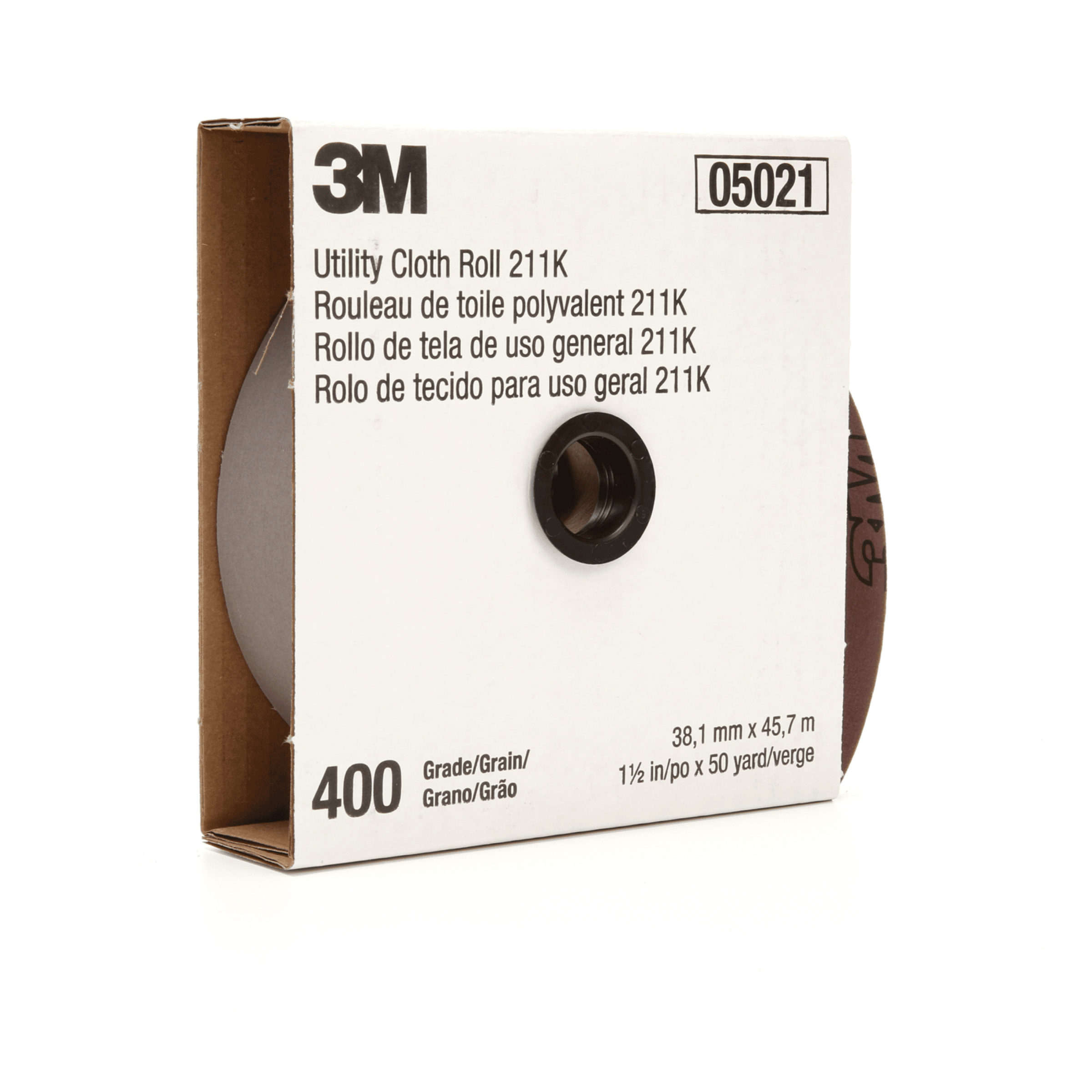 3M™ Utility Cloth Roll 211K, 400 J-weight, 1-1/2 in x 50 yd, Full-flex, 5 ea/Case