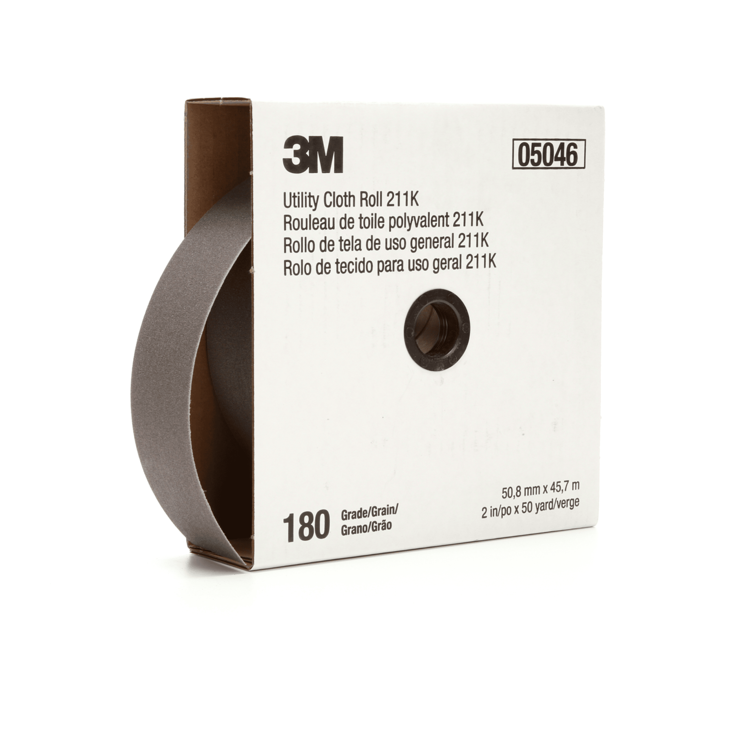 3M™ Utility Cloth Roll 211K, 180 J-weight, 1-1/2 in x 50 yd, Full-flex, 5 ea/Case