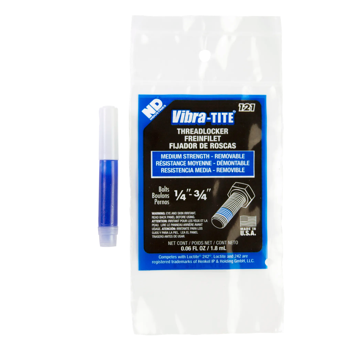12102 - Vibra-Tite 121 Medium Strength Threadlocker - Blue - 1.8mL