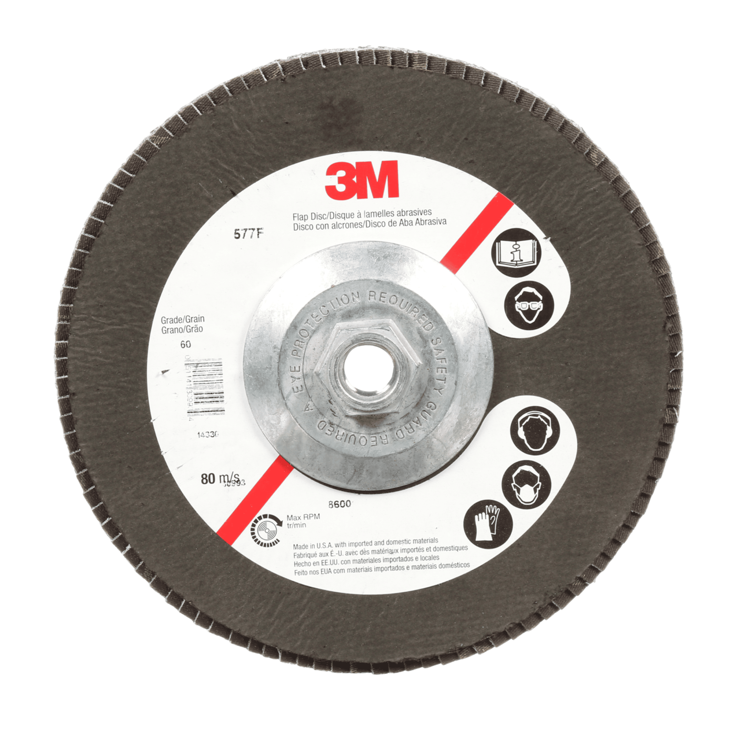3M™ Flap Disc 577F, 36, T27 Quick Change, 4-1/2 in x 5/8 in-11, 10 ea/Case