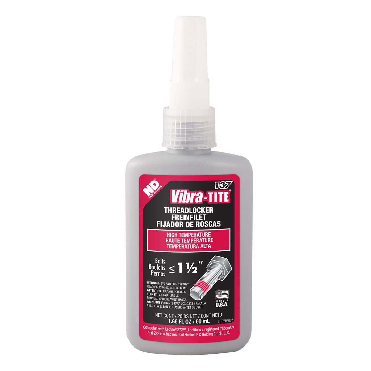 13750 - Vibra-Tite 137 High Temp/High Strength Threadlocker - Red - 50mL