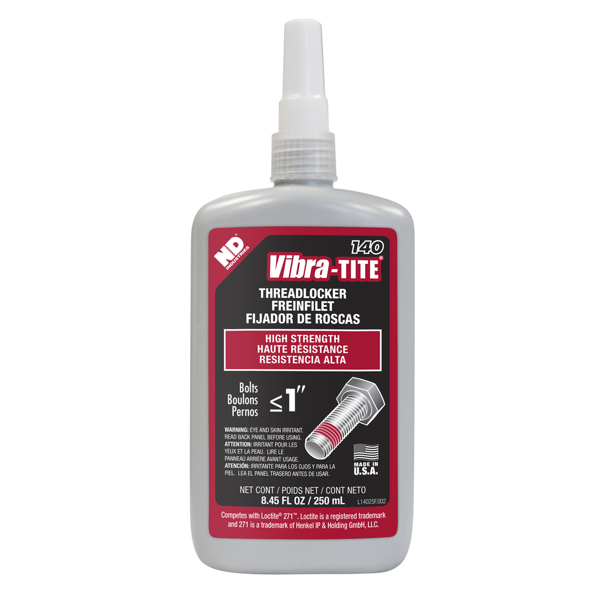 14025 - Vibra-Tite 140 High Strength Threadlocker - Red - 250mL