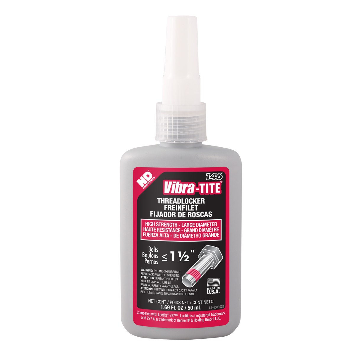 14650 - Vibra-Tite 146 Large Diameter/High Strength Threadlocker - Red - 50mL