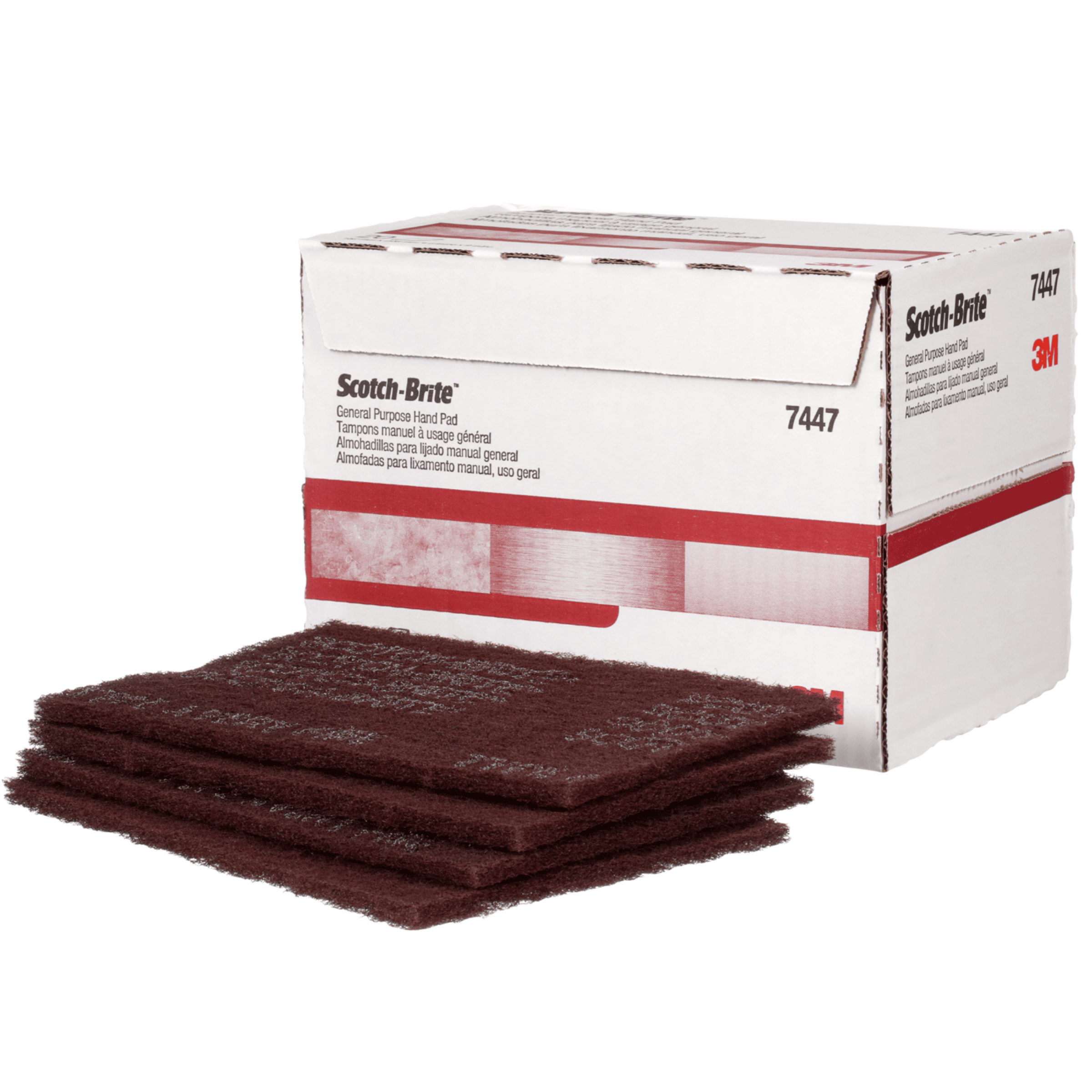 Scotch-Brite™ Hand Pad 7447, HP-HP, A/O Very Fine, Maroon, 6 in x 9 in, 20/Carton, 60 ea/Case