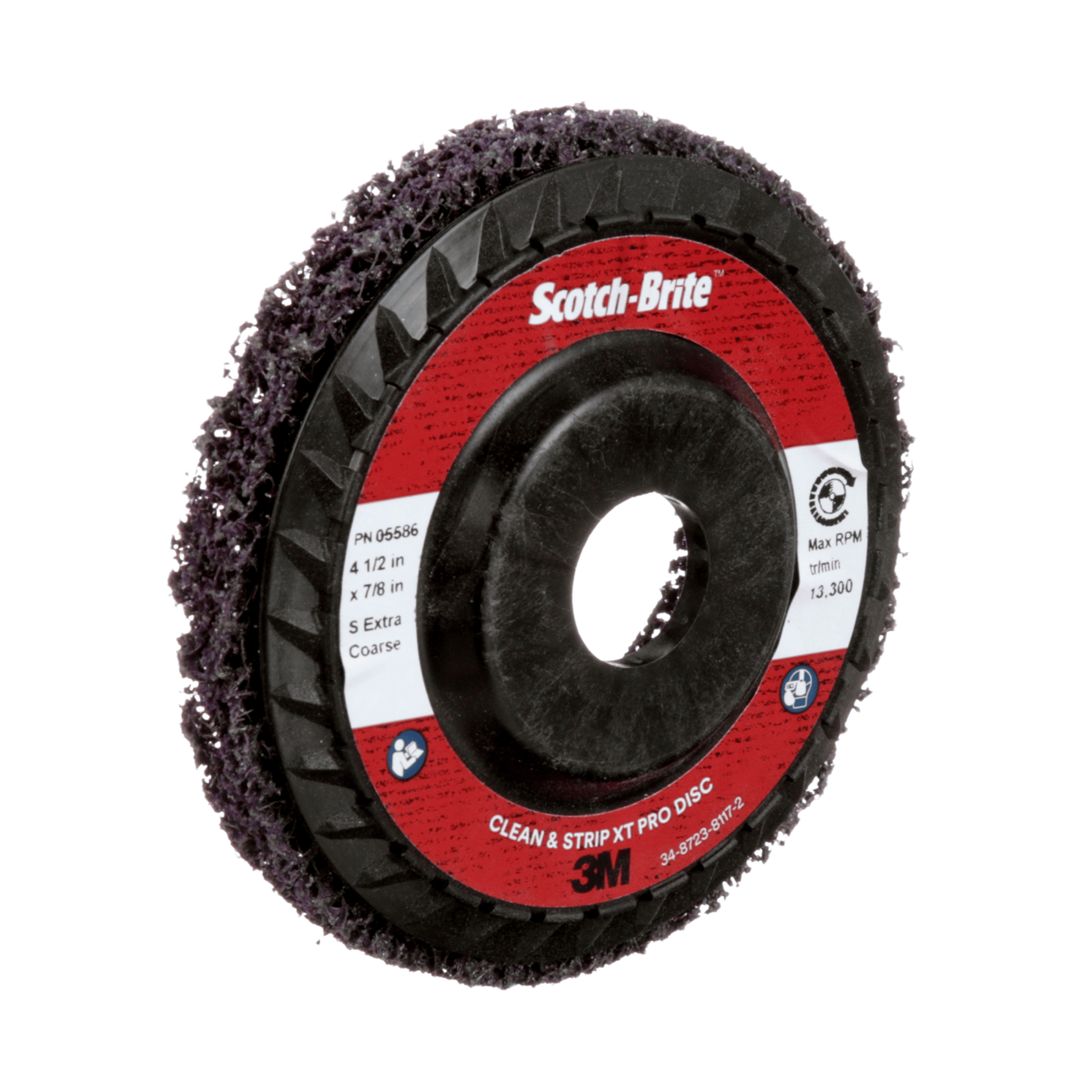 Scotch-Brite™ Clean and Strip XT Pro Disc, XO-DC, SiC Extra Coarse, Purple, 4-1/2 in x 7/8 in, Type 27, 10 ea/Case