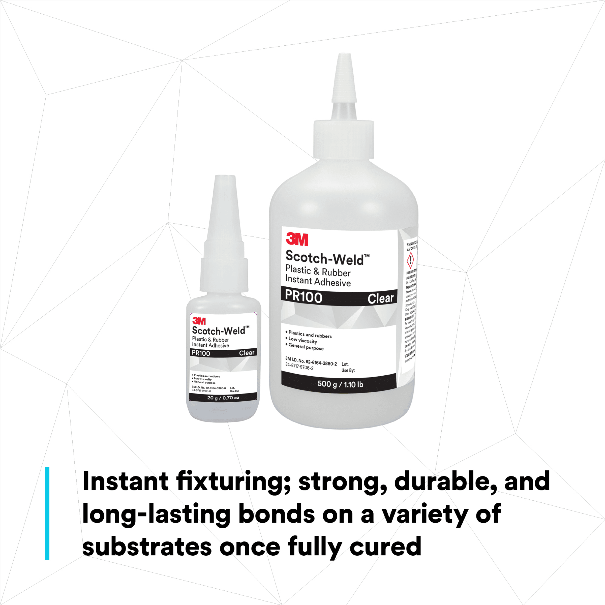 3M™ Scotch-Weld™ Plastic & Rubber Instant Adhesive PR100, Clear, 20 Gram, 10 Bottles/Case