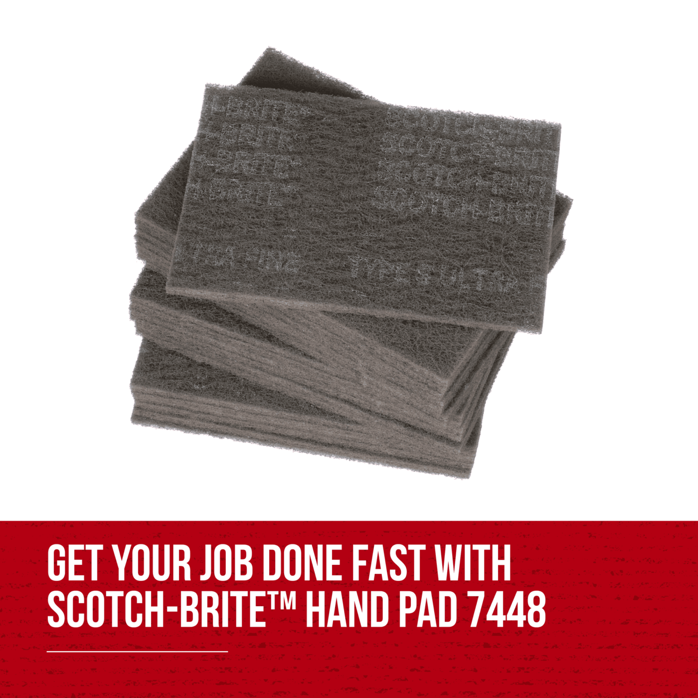 Scotch-Brite™ Hand Pad 7448, HP-HP, SiC Ultra Fine, Gray, 6 in x 9 in, 20/Carton, 60 ea/Case
