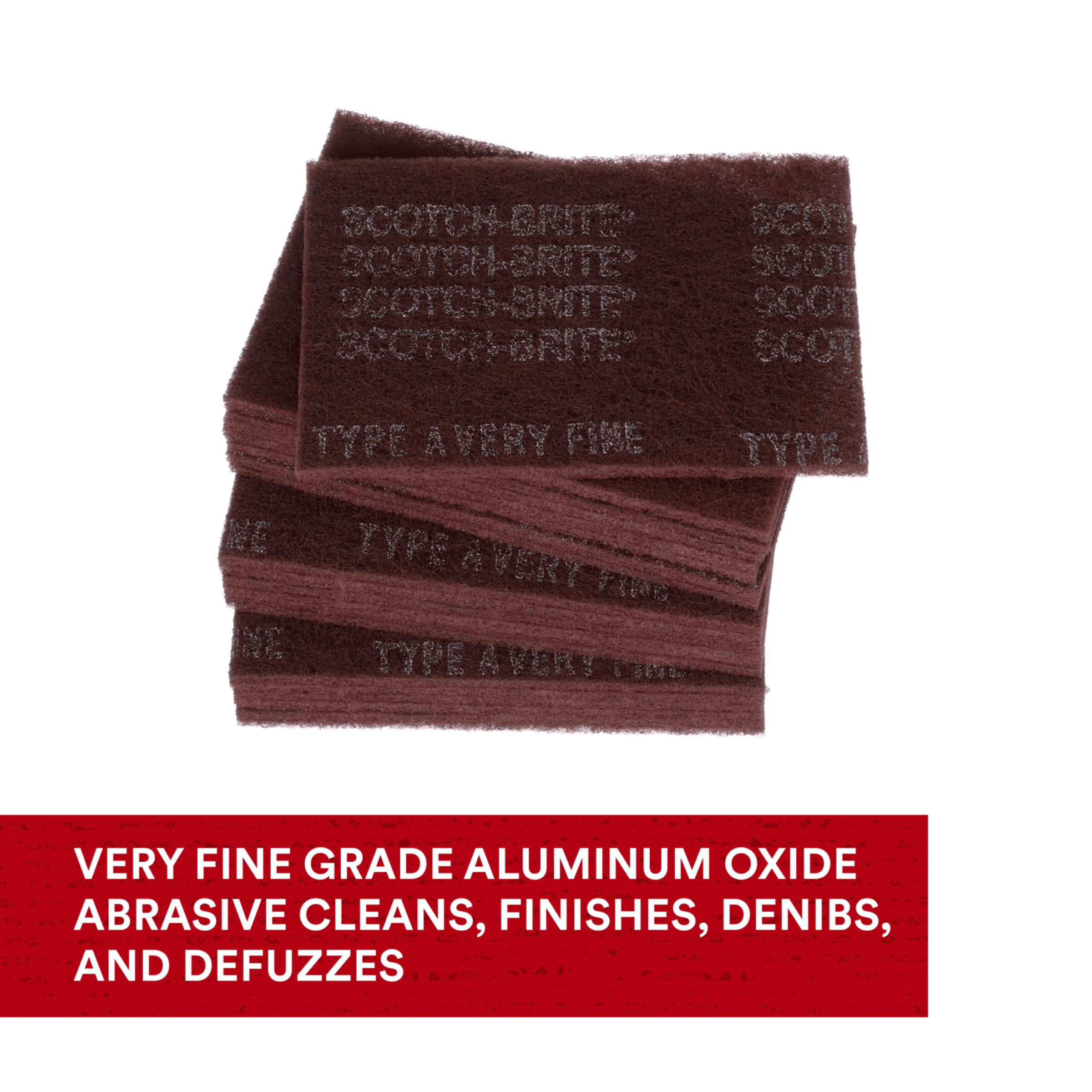 Scotch-Brite™ Hand Pad 7447, HP-HP, A/O Very Fine, Maroon, 6 in x 9 in, 20/Carton, 60 ea/Case