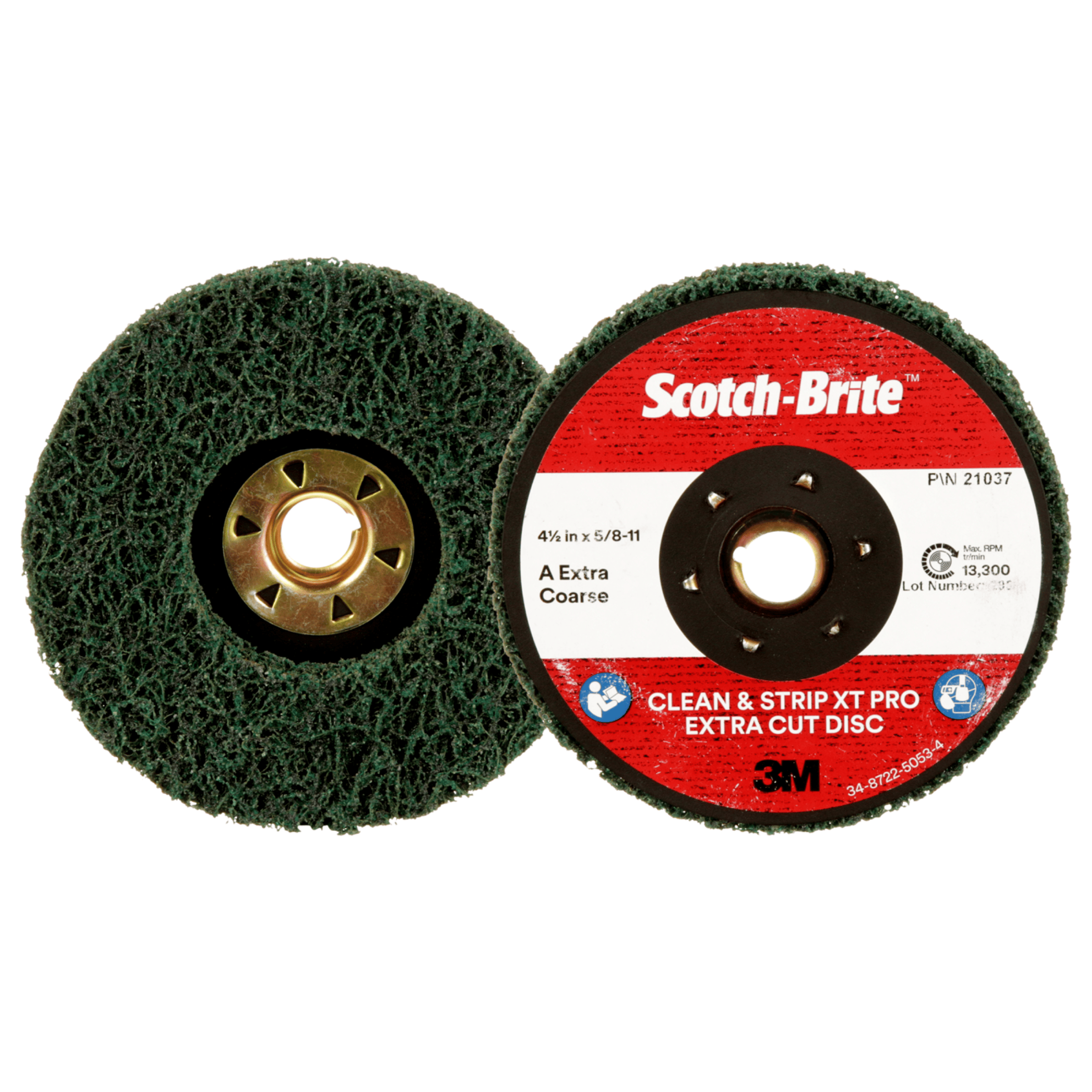 Scotch-Brite™ Clean and Strip XT Pro Extra Cut TN Quick Change Disc, XC-DN, A/O XCRS, Green, 4-1/2 in x 5/8 in-11, 10 ea/Case