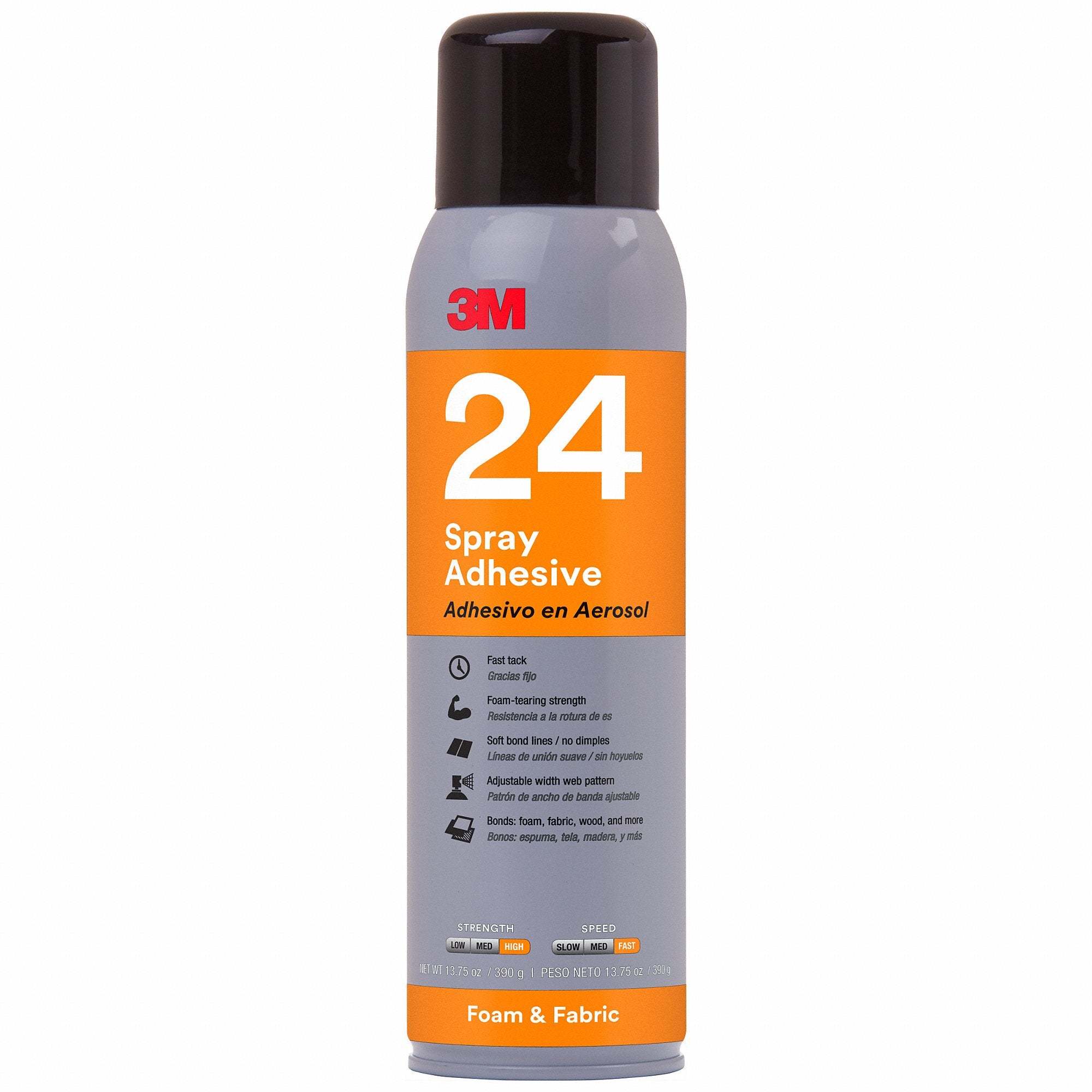 14725 - 3M™ Foam and Fabric Spray Adhesive 24, Orange, 16 fl oz Can (Net Wt 13.8 oz), 12/Case, NOT FOR SALE IN CA AND OTHER STATES