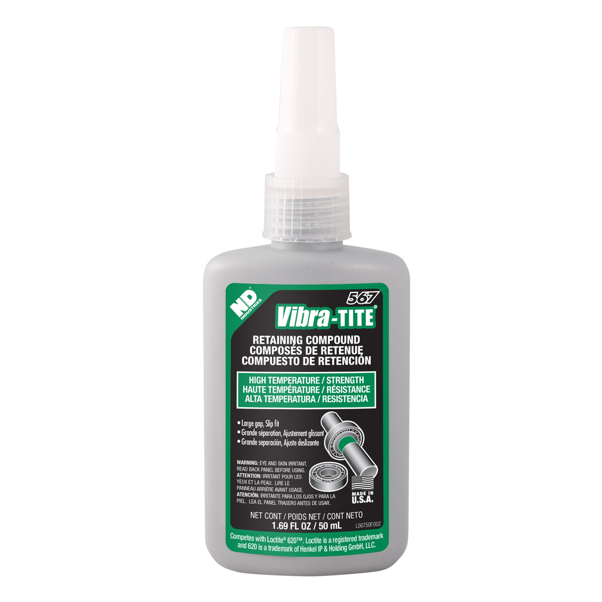 56750 - Vibra-Tite 567 High Temperature – Large Gap Retaining Compound - Green - 50mL
